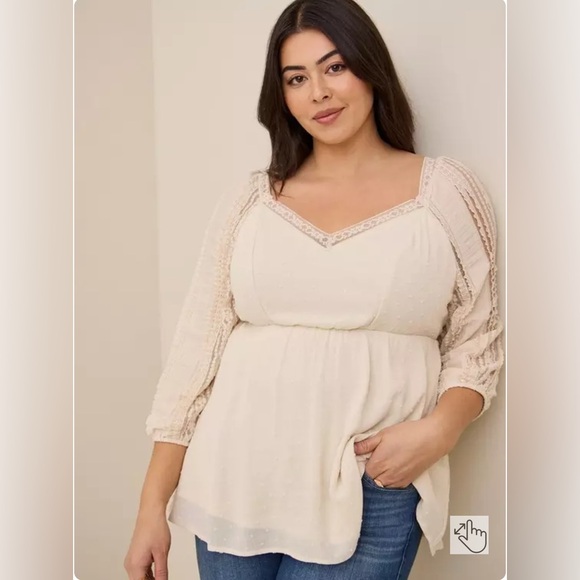 TORRID Peplum Gauze Clip Dot Smocked Back Top Size 4X - Picture 1 of 8